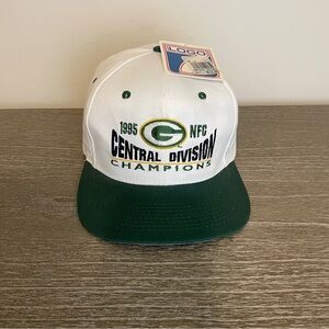 VTG 90s Green Bay Packers 1995 NFC Central Champions Logo 7 Snapback Cap Hat NWT